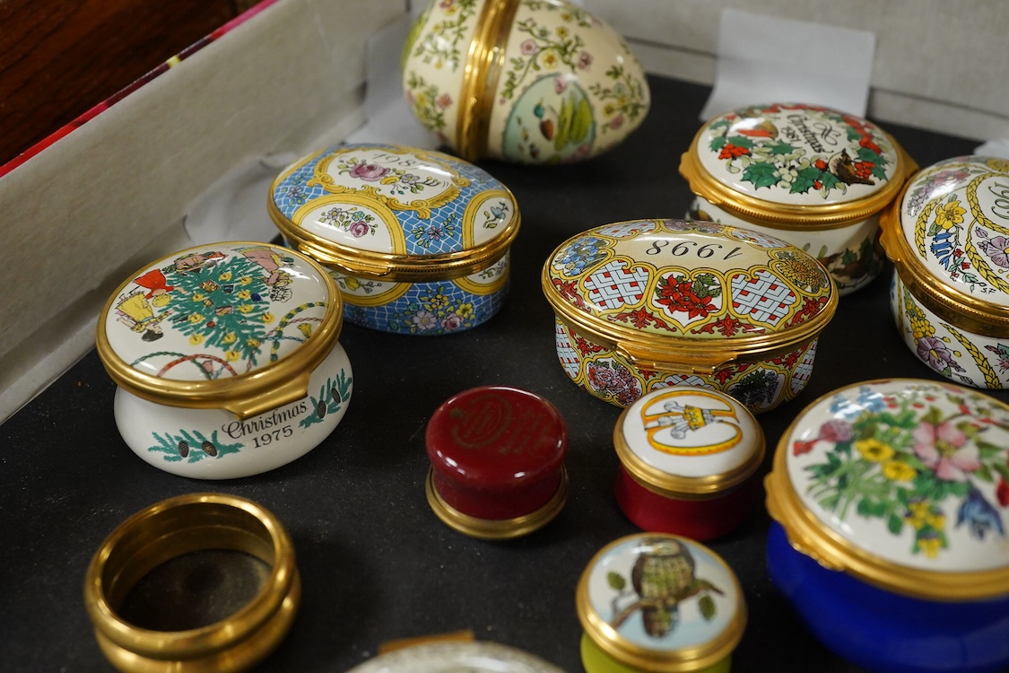 A collection of Halcyon days enamel patch boxes to include one commemorating the Mary Rose ship